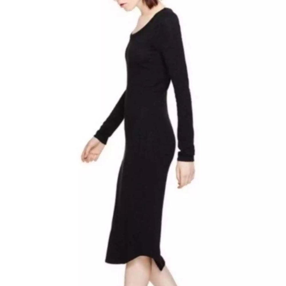 Wilfred‎ Free Aritzia Black Bodycon Midi Sweater Dress Long Sleeve Curved Hem XS